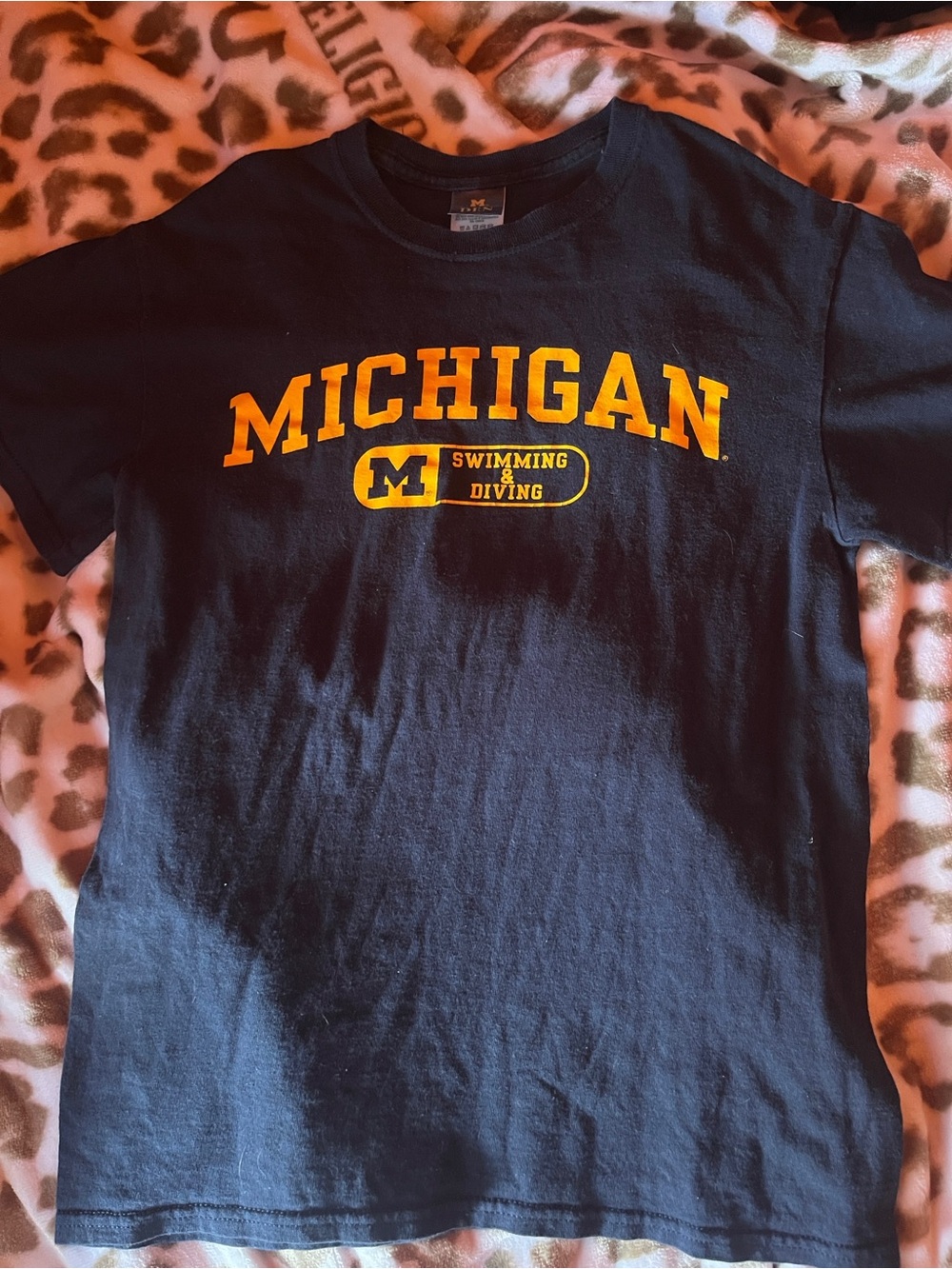 MDEN Athletic Blue T-Shirt with Yellow Michigan Logo